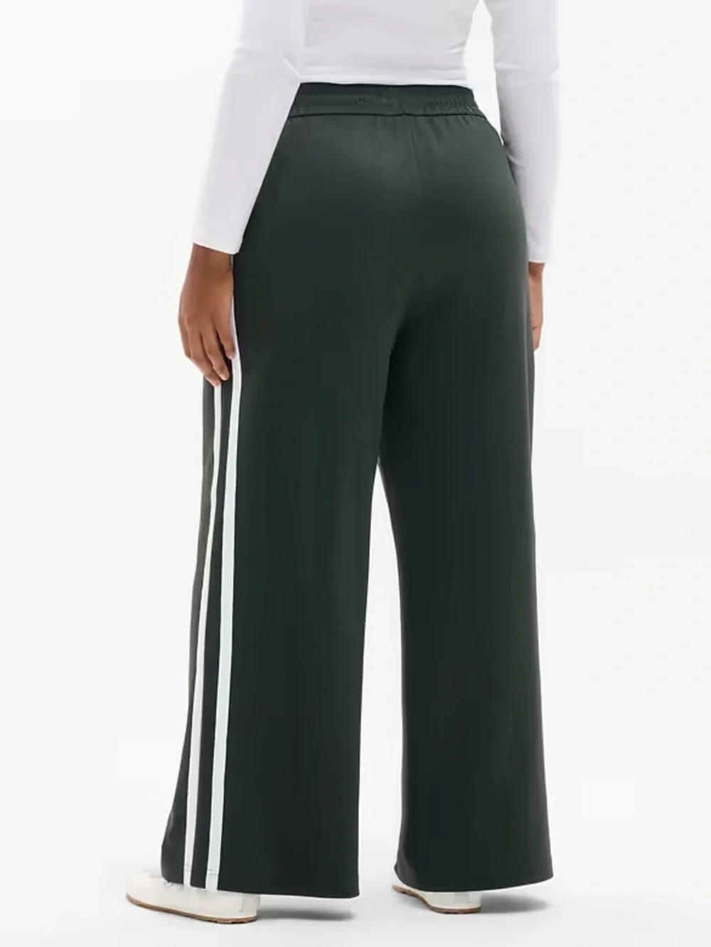 Athleta Tempo Wide-Leg Track Pants-Elm/White